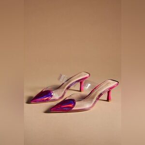 Anthropologie Iridescent Magenta Mule Heels